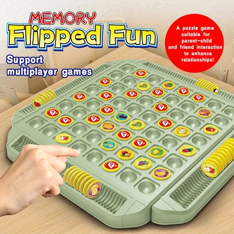 4 Player Interactive Memory Matching Board Game - Colorful Fruit & Animal Sliding Puzzle for Family Fun,Ideal for Kids Ürün ana görseli