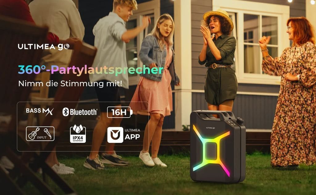 ULTIMEA 300W Portable Wireless Partybox Karaoke Speaker Bass Boost RGB APP Control IPX4 Powerful Outdoor Party Blutooth Speakers