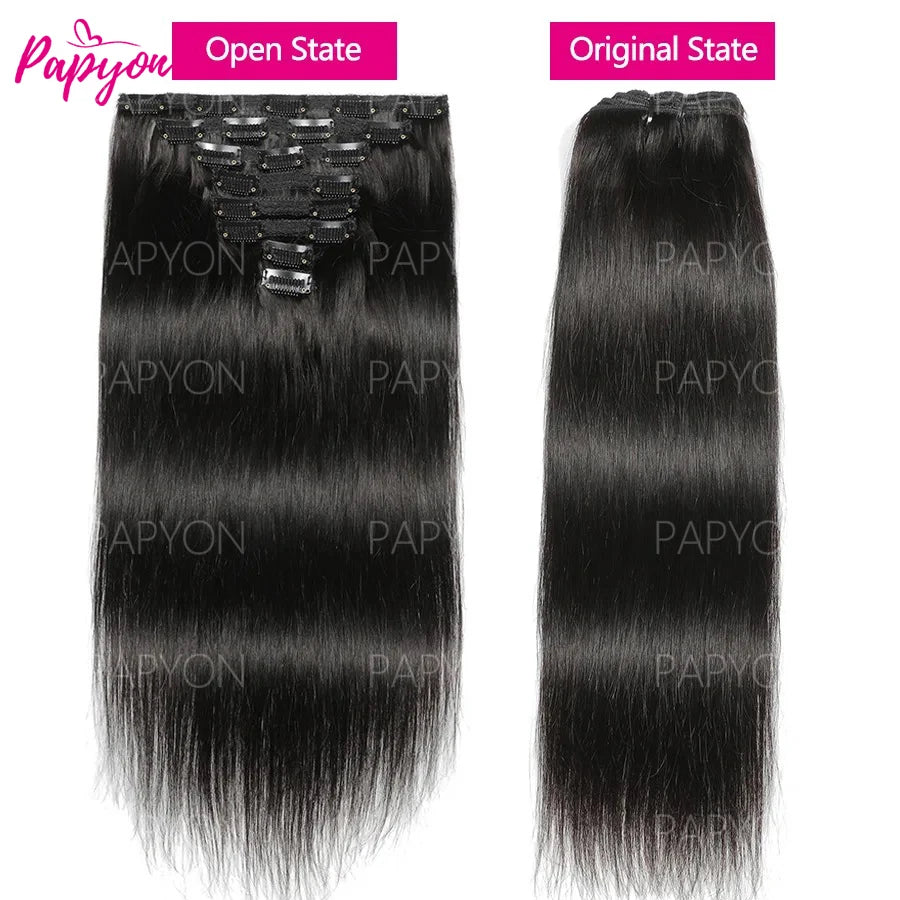 Clip In Hair Extensions Human Hair Brazilian Thick Straight Clip In Natural Color Clip Ins Remy Hair 22 24 26 28 Inch For Women 120g/PC