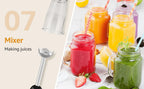 1500W 9-in-1 Immersion Hand Blender, 21 Speeds & Turbo, Includes Whisk, Chopper, Milk Frother & Masher for Blending, Pureeing
