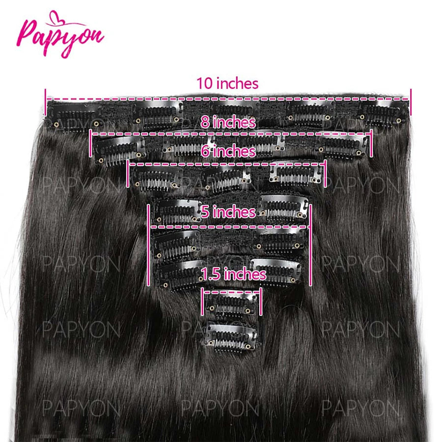 Clip In Hair Extensions Human Hair Brazilian Thick Straight Clip In Natural Color Clip Ins Remy Hair 22 24 26 28 Inch For Women 120g/PC