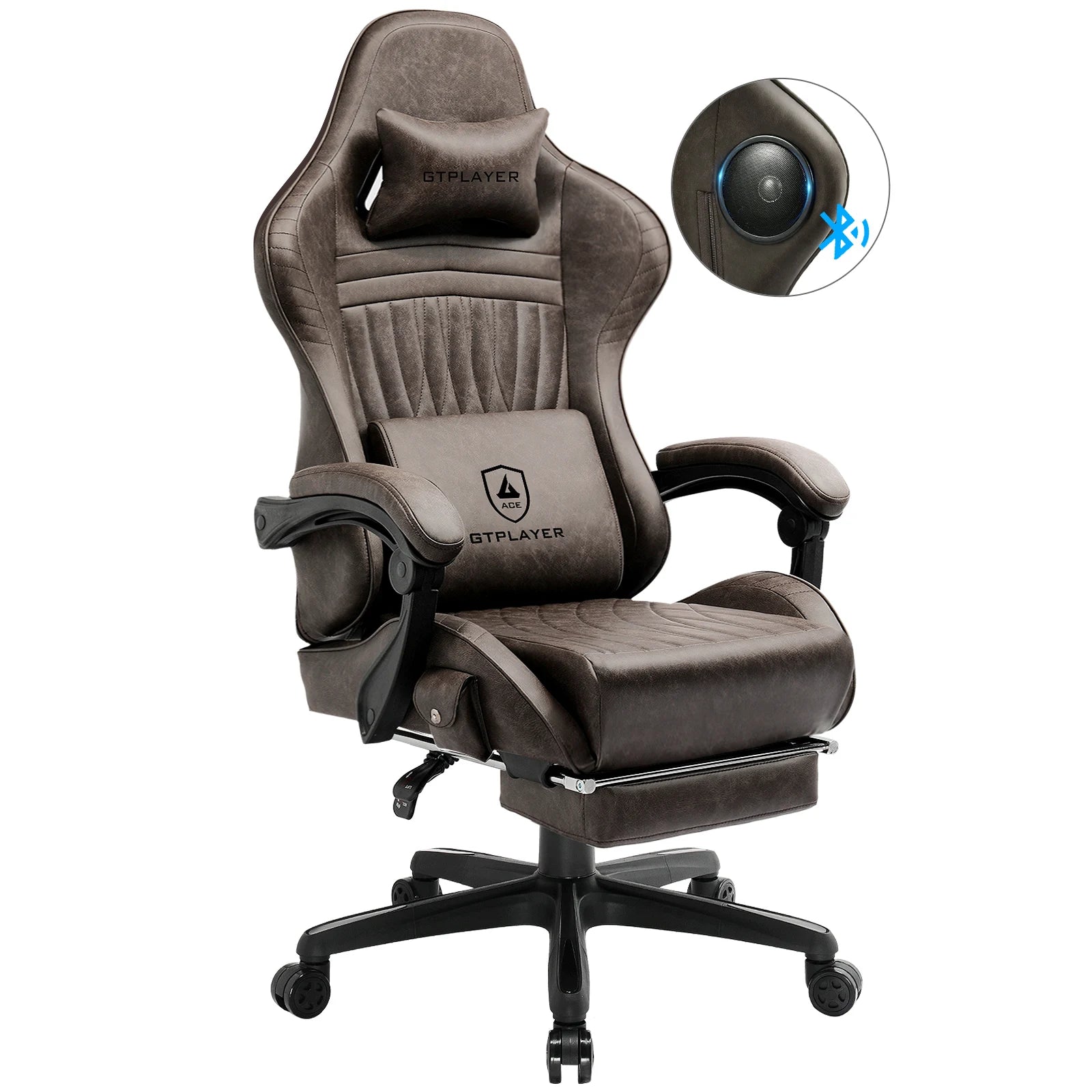 GTPLAYER Gaming chair Ergonomic Gaming armchair Desk chair PC Footrest loudspeaker Music Office chair up to 150kg