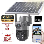 4K 8MP Dual Lens PTZ Solar Camera Dual screen PIR Human Tracking Outdoor WIFI Security CTV Surveillance IP Camera