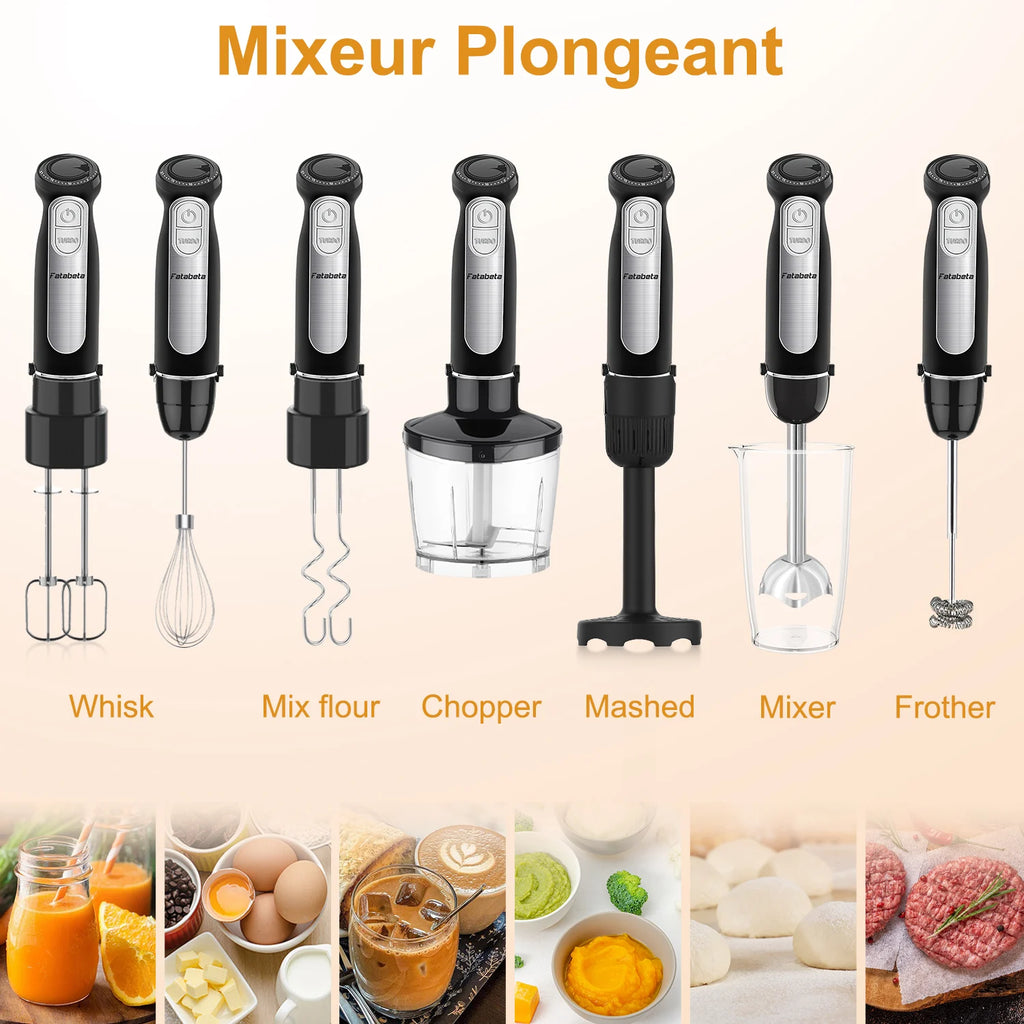 1500W 9-in-1 Immersion Hand Blender, 21 Speeds & Turbo, Includes Whisk, Chopper, Milk Frother & Masher for Blending, Pureeing