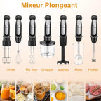 1500W 9-in-1 Immersion Hand Blender, 21 Speeds & Turbo, Includes Whisk, Chopper, Milk Frother & Masher for Blending, Pureeing