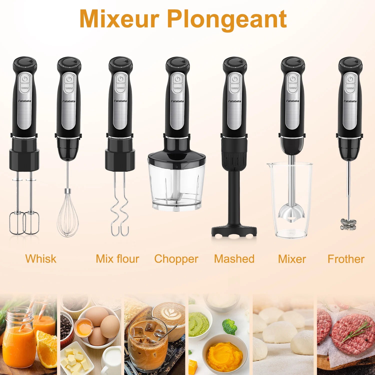 1500W 9-in-1 Immersion Hand Blender, 21 Speeds & Turbo, Includes Whisk, Chopper, Milk Frother & Masher for Blending, Pureeing