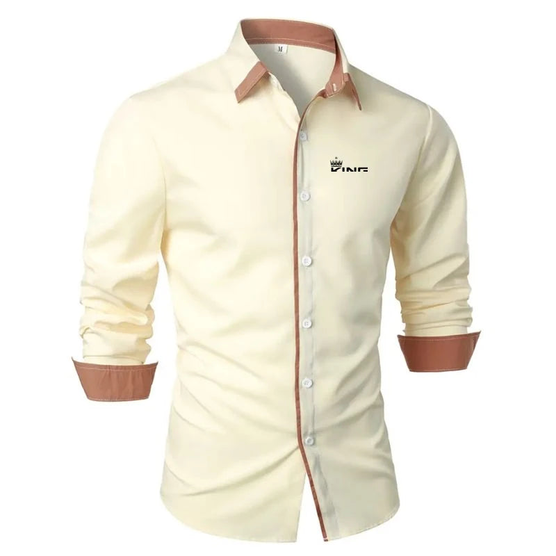 Men's Shirt Dress Shirt Casual Shirt Button Up Shirt Prom Shirt Plain Formal Long Sleeve Lapel All Seasons Men's Clothing Ürün ana görseli