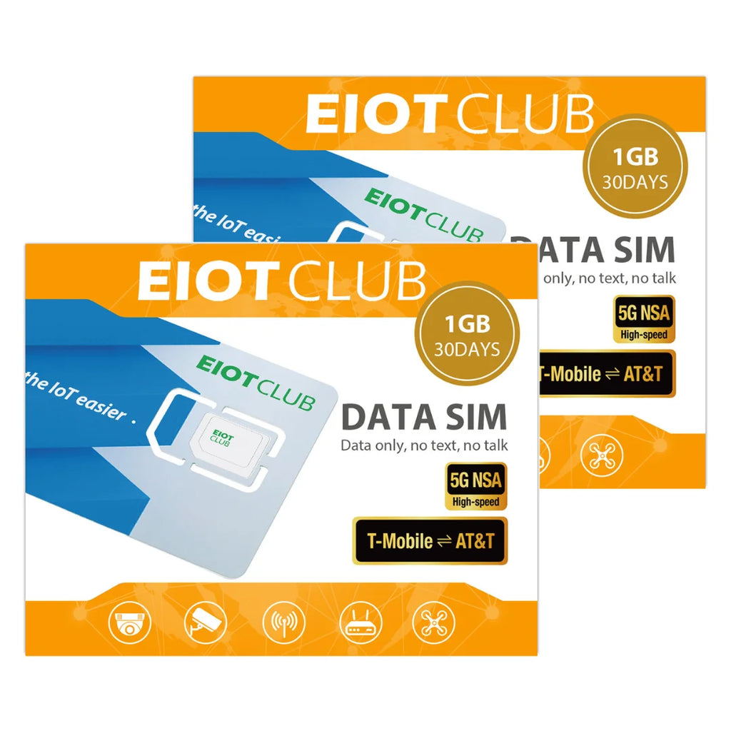 EIOTCLUB USA Prepaid SIM Card 1GB AT&T, T-Mobile, High Speed Network, Data-Only SIM for Phone Security Camera Router Hotspot