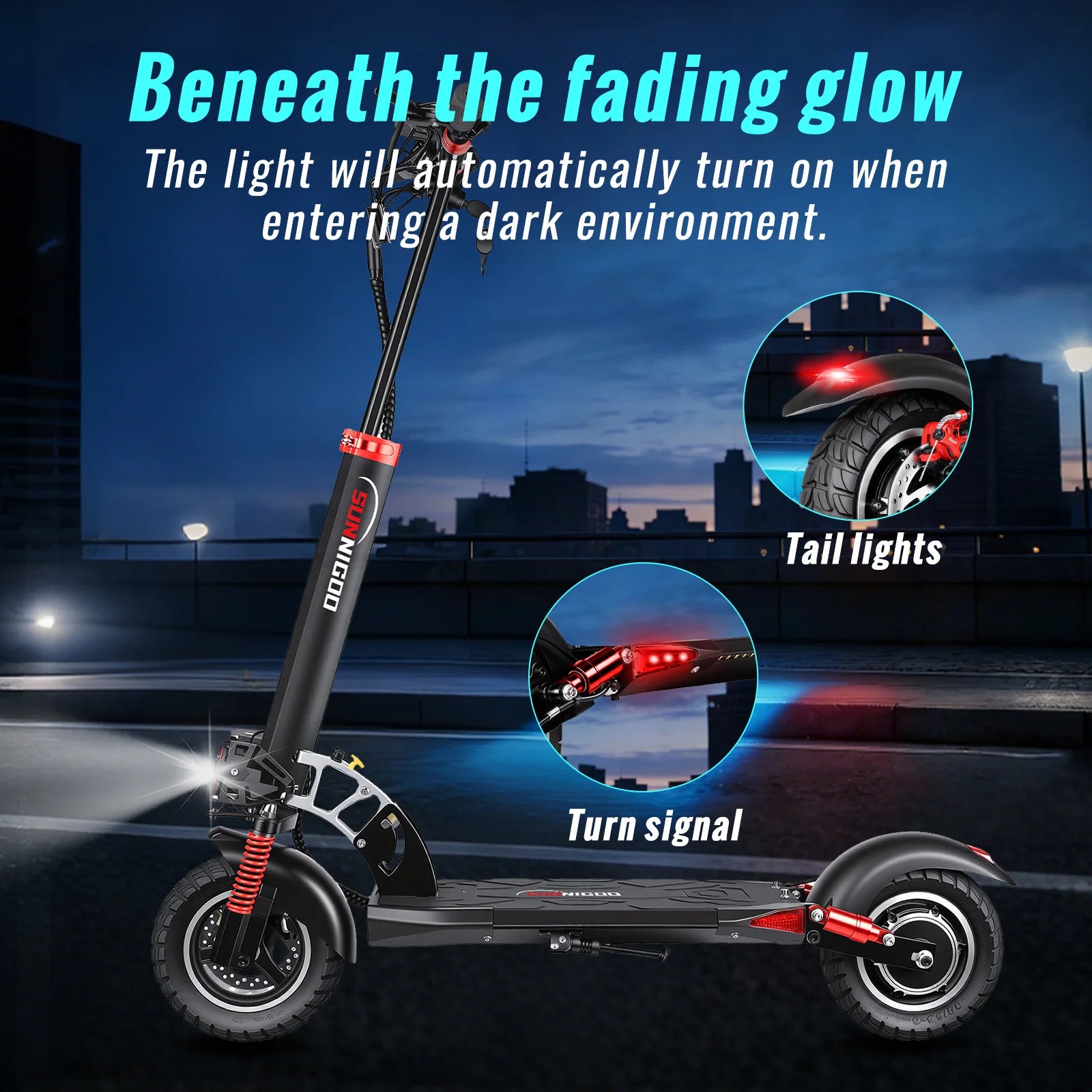 SUNNIGOO 800W Electric Scooter for Adults - 25km/h High Speed 45-55km Long Range 10" Off-Road Tires Folding Commuter E-Scooter