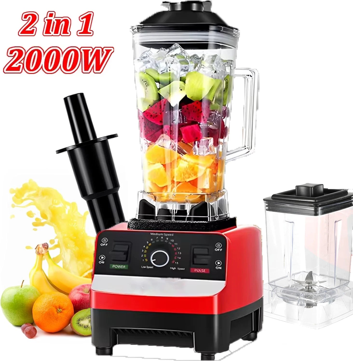 2000W Heavy Duty Commercial Blender Stationary Mixer Food Processor Ice Smoothies for Kitchen High Power Juicer Blender BPA Free Main image