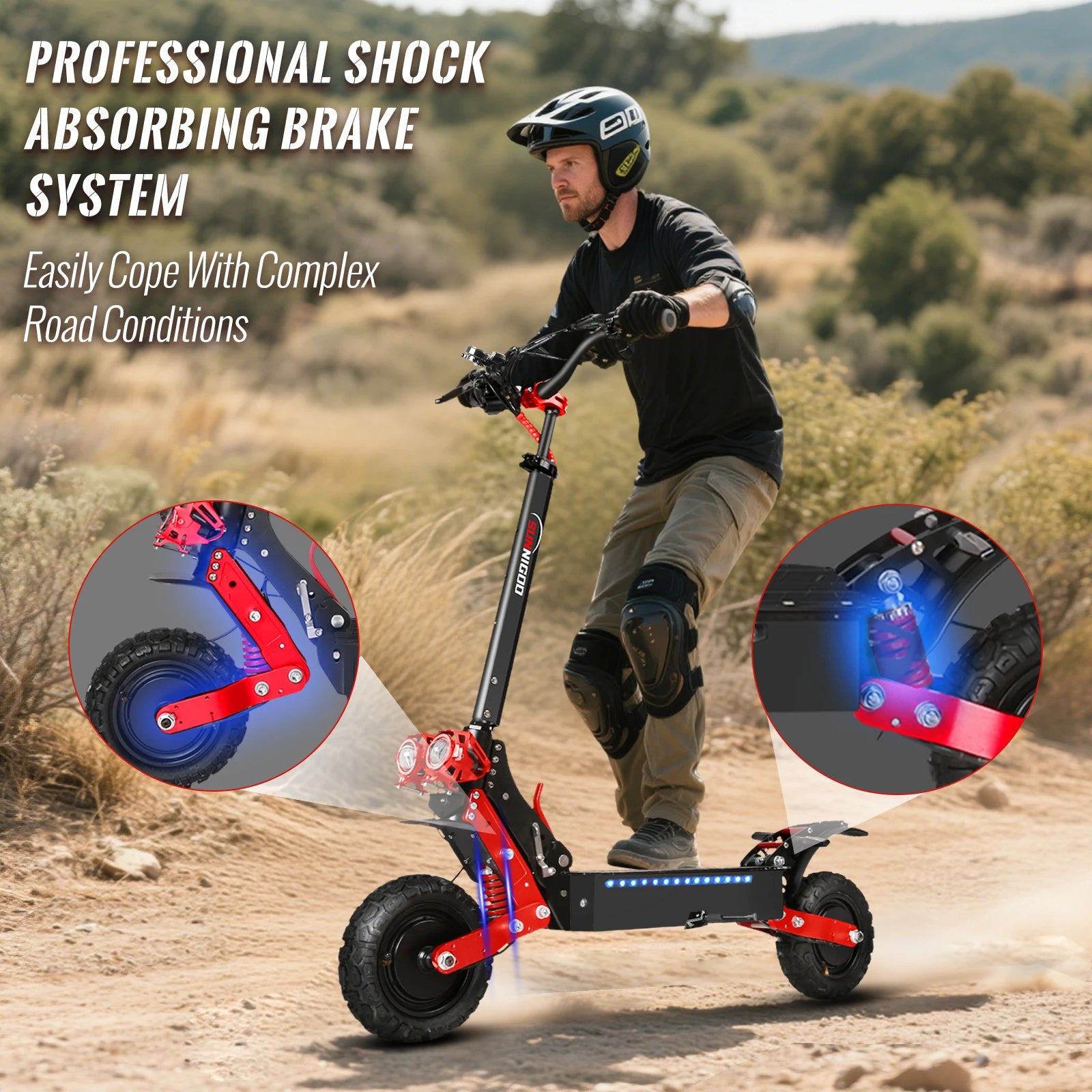 SUNNIGOO X7/X7PRO Electric Scooter 3600W Dual Motor Strong Powerful Max Speed 60-65km/h 11 Inch Off-Road Tires Foldable Powerful Escooter 60KM Long Range Waterproof IP54 NFC Lock  Dual Brakes All-Terrain Scooter