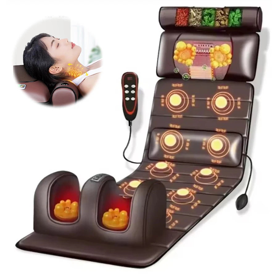 Electric Full Body Massage Mattress Shoulder Neck Waist Airbag Back Kneading vibration Massage CushionWith Heating Hand Control