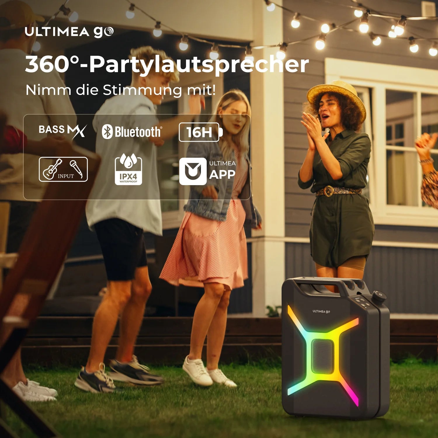 ULTIMEA 300W Portable Wireless Partybox Karaoke Speaker Bass Boost RGB APP Control IPX4 Powerful Outdoor Party Blutooth Speakers