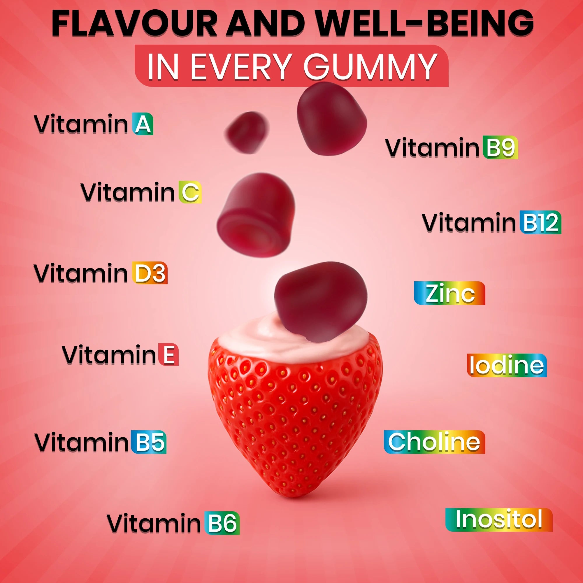Full Multivitamin 120 Gummy Vitastrong, 13 Vitamins and Minerals, Sucrose-free, Complément Alimentaire Vegan for Adults, Multivitamin with Vitamins, Zinc, Iodine, Folate-For Men and Women