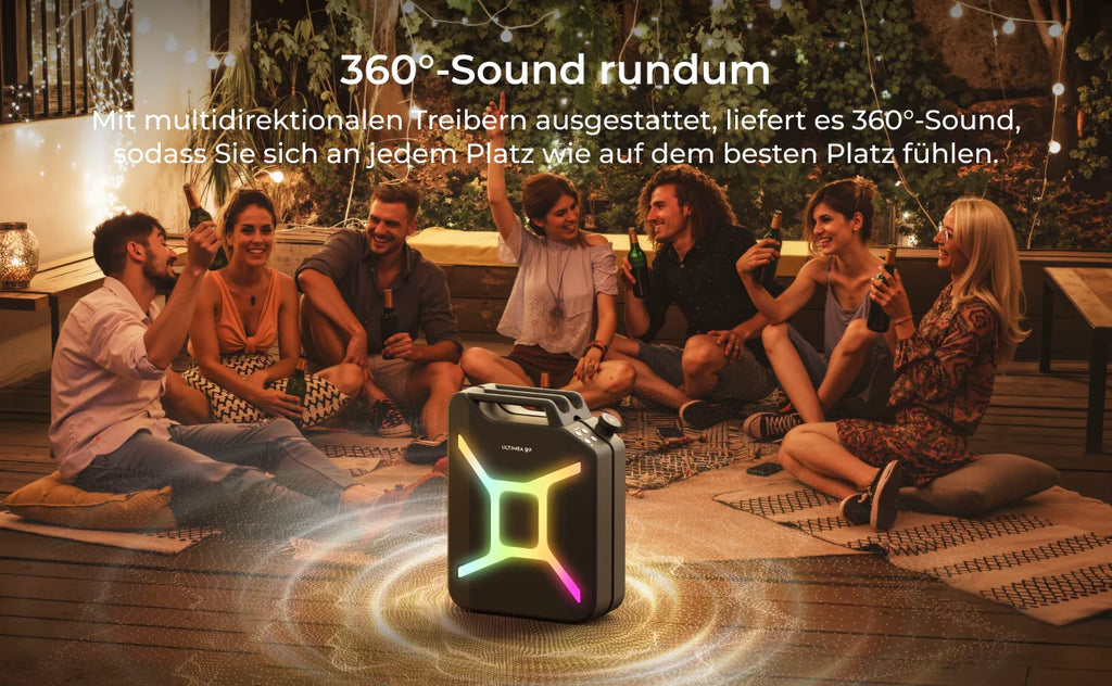 ULTIMEA 300W Portable Wireless Partybox Karaoke Speaker Bass Boost RGB APP Control IPX4 Powerful Outdoor Party Blutooth Speakers