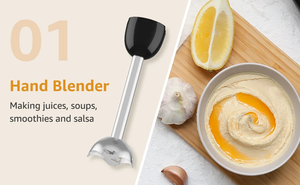 1500W 9-in-1 Immersion Hand Blender, 21 Speeds & Turbo, Includes Whisk, Chopper, Milk Frother & Masher for Blending, Pureeing
