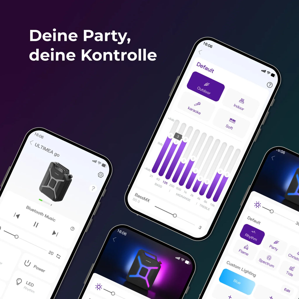 ULTIMEA 300W Portable Wireless Partybox Karaoke Speaker Bass Boost RGB APP Control IPX4 Powerful Outdoor Party Blutooth Speakers