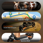 NFC Fynzo S11 Fold E-Scooter 1100W 15.6Ah 45km/h Max Speed Dual Suspension 10" Tubeless Tires 60km Range Front Suspension Fork