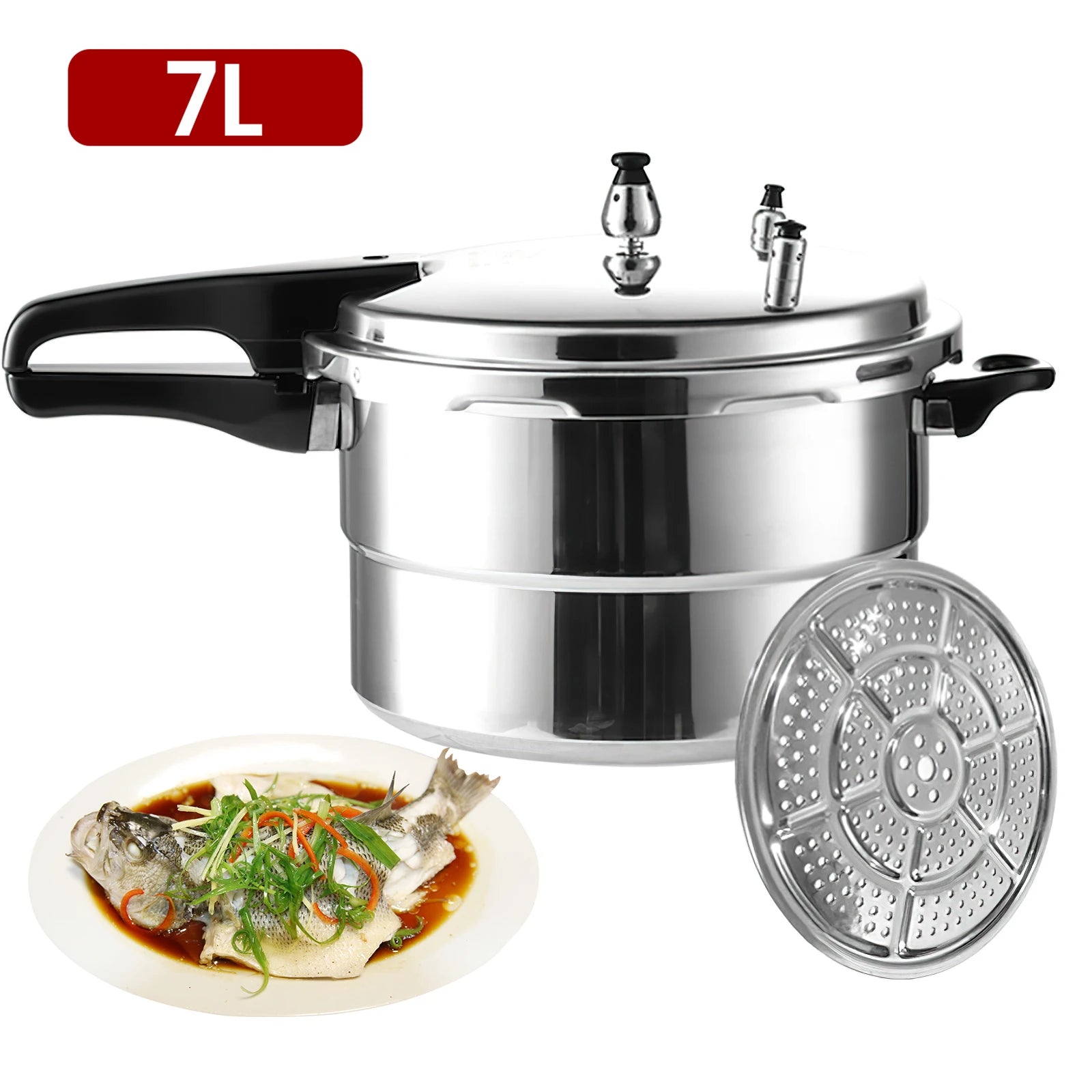 3 L/7L Aluminium Alloy Pressure Cooker 18cm/24cm Bottom 3L/7LPressure Cooker for Gas Stove Aluminium Alloy Pressure Cooker Main image