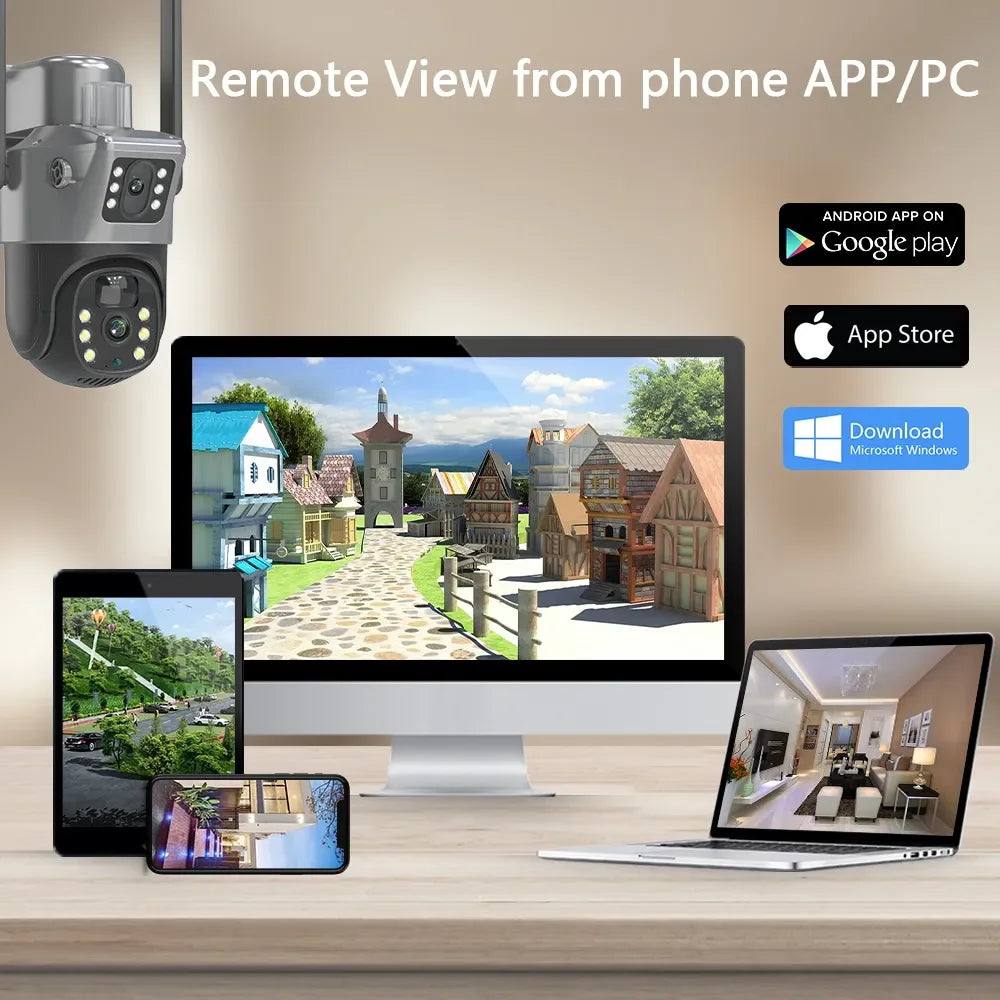 4K 8MP Dual Lens PTZ Solar Camera Dual screen PIR Human Tracking Outdoor WIFI Security CTV Surveillance IP Camera