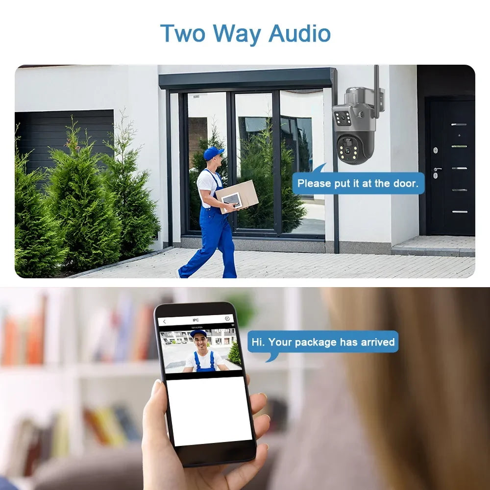 4K 8MP Dual Lens PTZ Solar Camera Dual screen PIR Human Tracking Outdoor WIFI Security CTV Surveillance IP Camera
