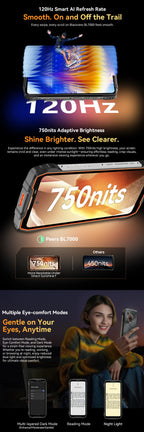 Blackview BL7000 AI 5G Rugged Phone Android 15, MTK 6300, 6.78" FHD+ 120Hz, 7500mAh/33W, Rugged Smartphone Dual SIM NFC/IP69K