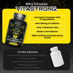 Vitastrong Brain Booster, Powerful Nootropic with Pantothenic Acid for Mental Performance, Caffeine Complex Supplement, Biotin, Carnitine, Coenzyme Q10, Vitamin B6, Vitamin B12 and Folic Acid