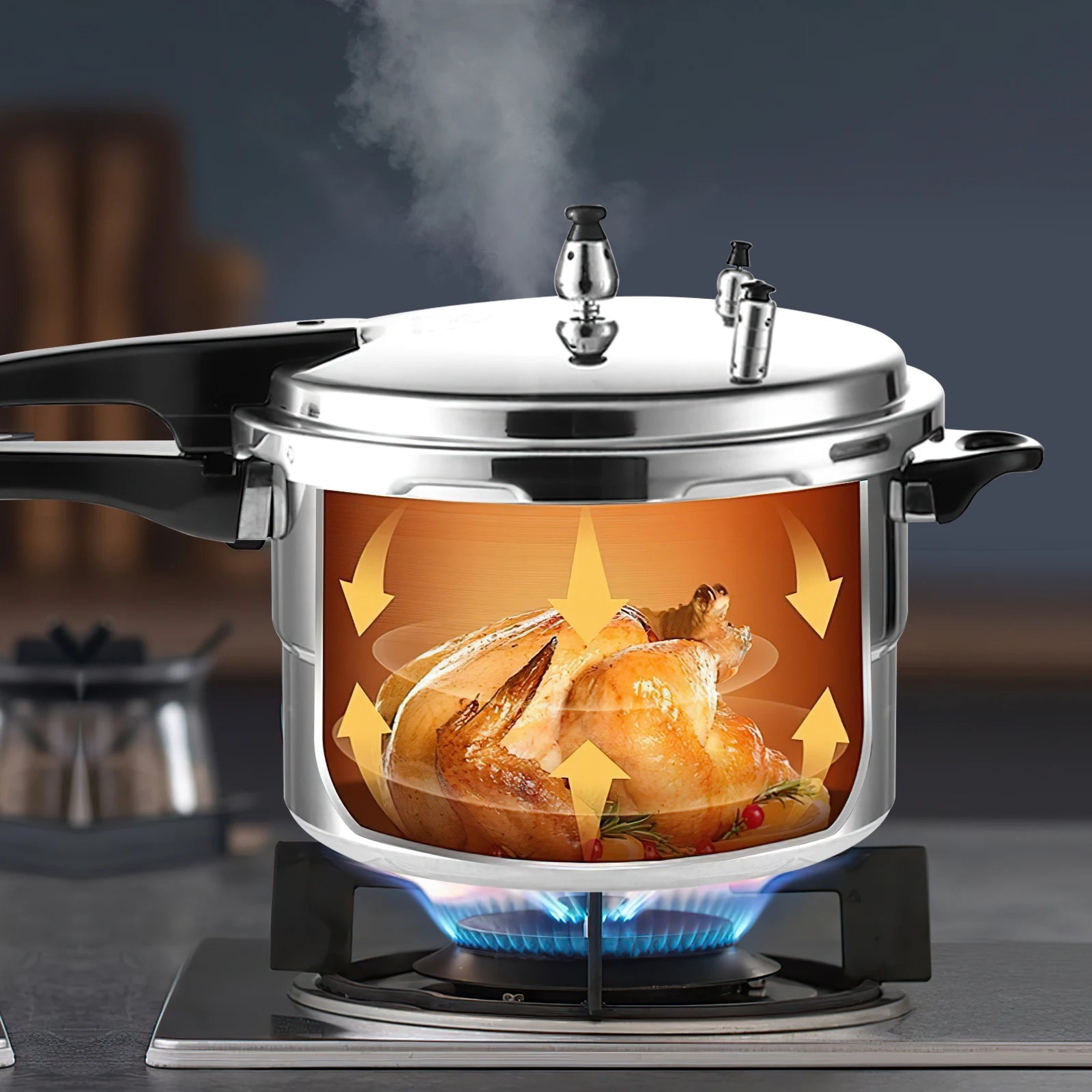 3 L/7L Aluminium Alloy Pressure Cooker 18cm/24cm Bottom 3L/7LPressure Cooker for Gas Stove Aluminium Alloy Pressure Cooker