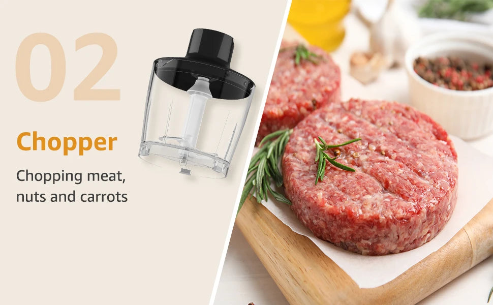 1500W 9-in-1 Immersion Hand Blender, 21 Speeds & Turbo, Includes Whisk, Chopper, Milk Frother & Masher for Blending, Pureeing