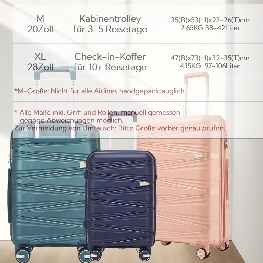 SUPER SOLU Berlin series: XL 28 inch/74 cm hard case expandable, PP easily weight suitcase with water-repellent zipper, TSA & 360 ° double roll premium check luggage 106L-shipping from DE