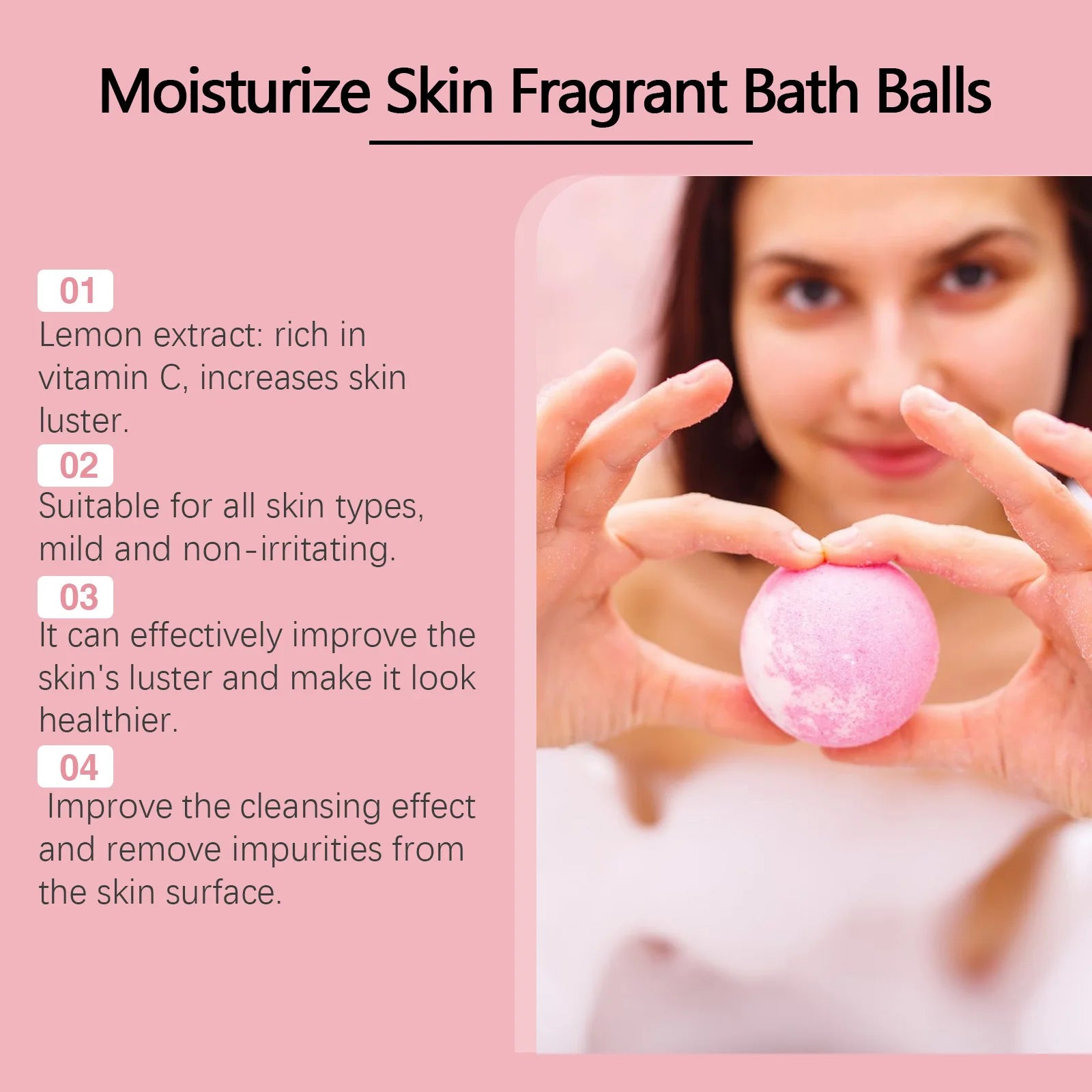 OceAura 6pcs Bubble Bath Bomb Ball Exfoliating Body Nourish Skin Relieve Fatigue Stress Anxiety Clean Pores Body Bath Bomb Set