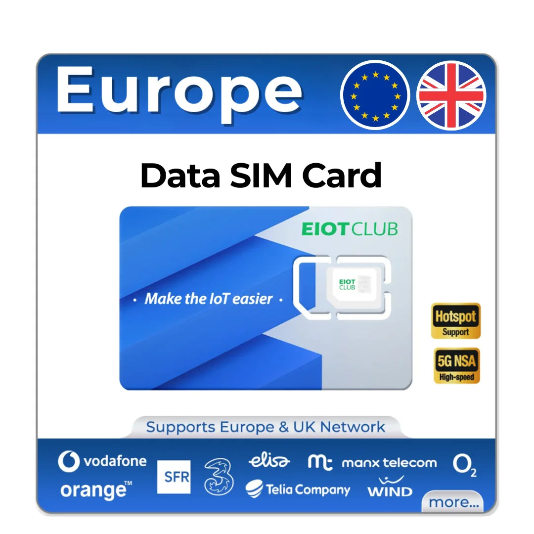 EIOTCLUB Europe SIM Card, 1GB, High-Speed Prepaid Data-Only SIM for 33 EU Countries, Rechargeable, for Phones, Routers, Tablets Ürün ana görseli