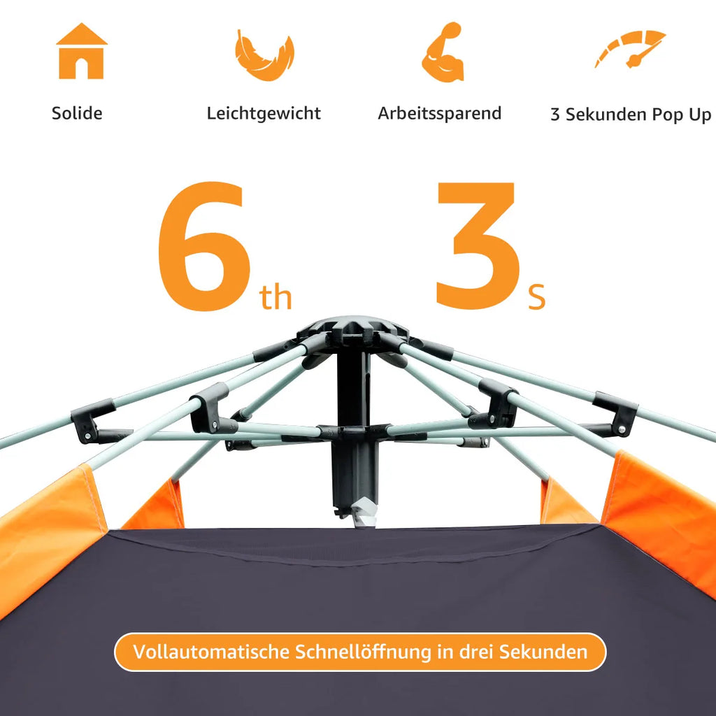 Instant Pop Up Camping Tent, Fully Automatic Tent, Outdoor Sunscreen Thickened Rainproof 3-4 Person Quick Open Camping Tent
