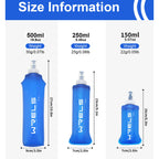 WRELS Foldable Silicone Water Bottle Outdoors Traveling Sport Running Cycling Kettle Water Bottle BPA Free 500ml With Straw