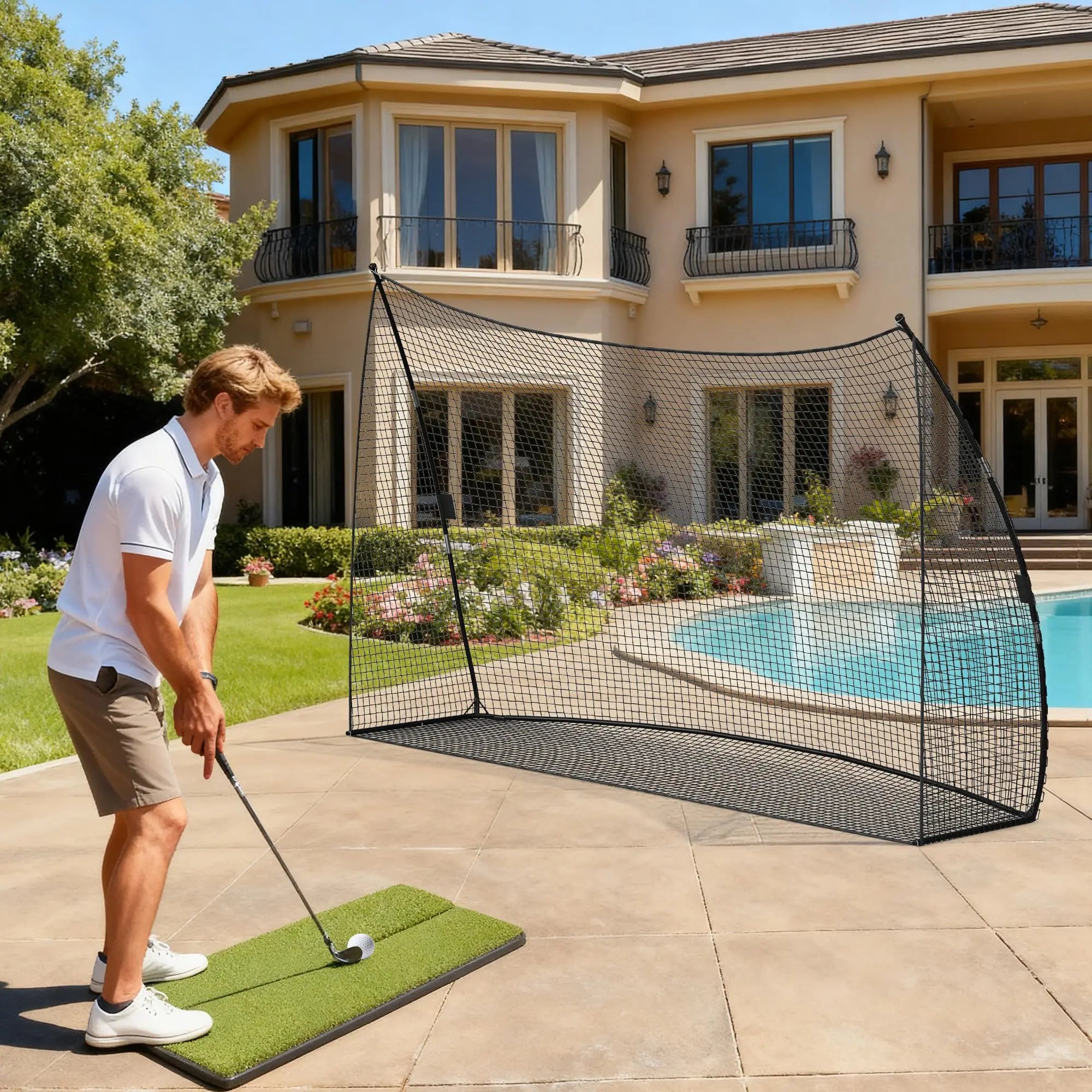 Golf Practice Net, Heavy Duty Golf Training Net With Carry Bag, Steel Frame & Tear-Resistant PE Mesh For Garden Outdoor Main image