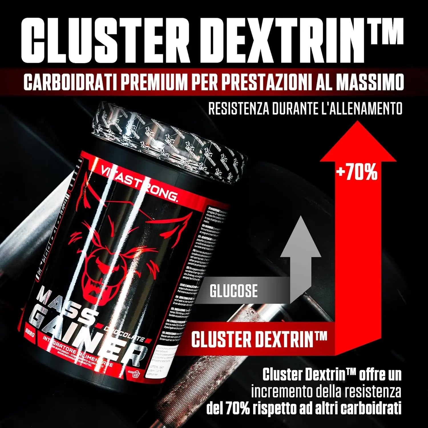Mass Gainer Vitastrag, 30% High Caloric Protein Powder, Maltodextrins, Cluster Dextrin, 3G Creatine Monohydrated Powder, Gainer Muscle Mass Men & Women High Quality, Weight Gainer