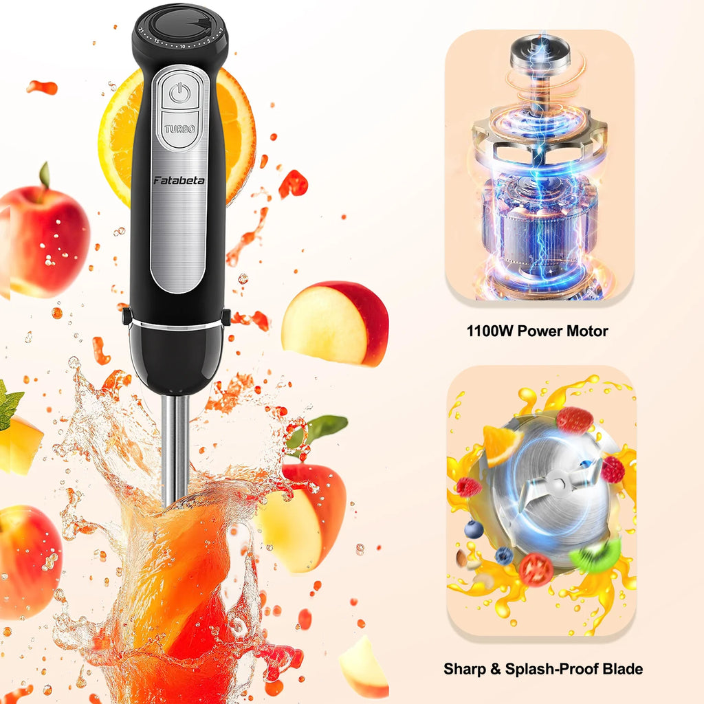 1500W 9-in-1 Immersion Hand Blender, 21 Speeds & Turbo, Includes Whisk, Chopper, Milk Frother & Masher for Blending, Pureeing