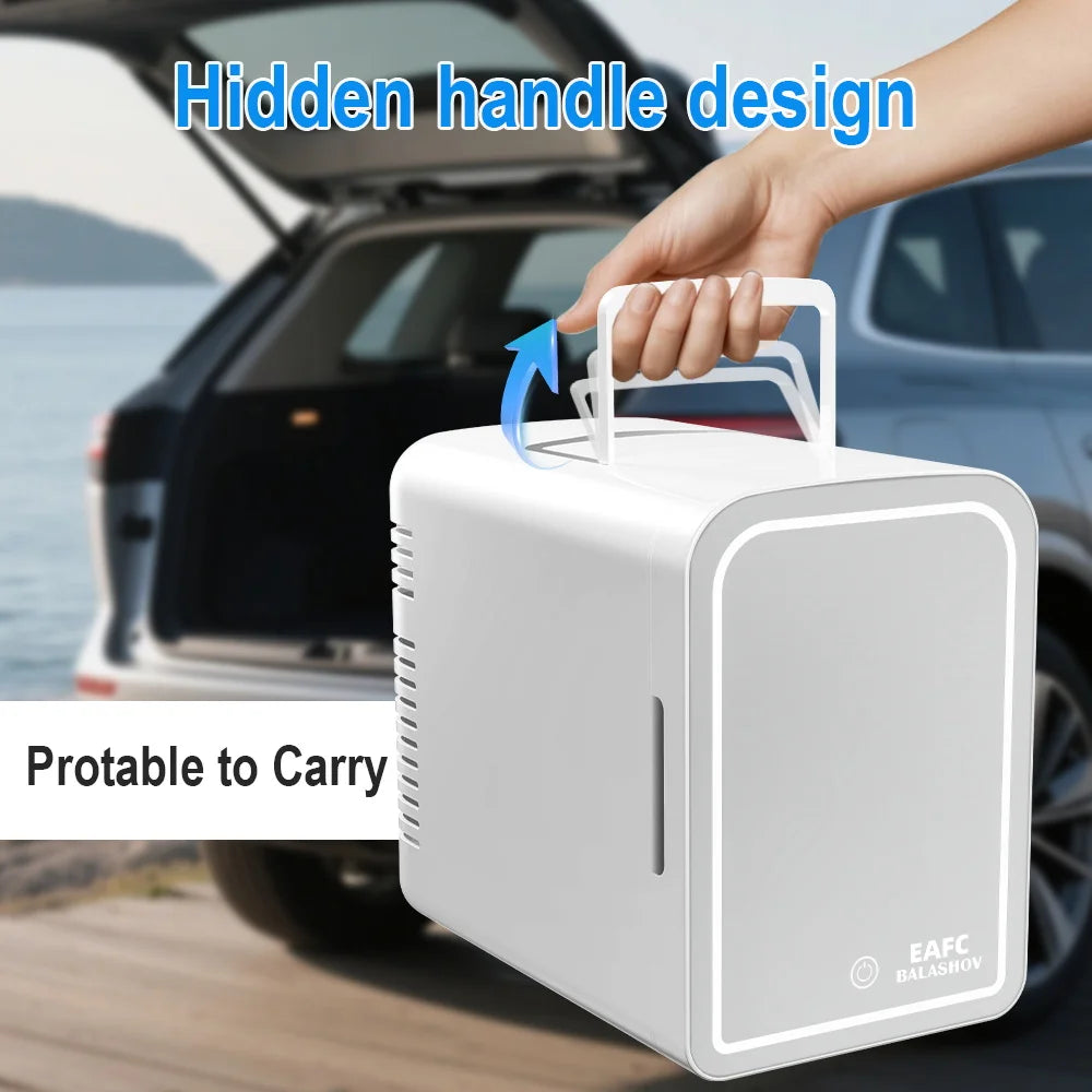 Mirror Car Refrigerator Home Small Fridge Mask For Makeup Cosmetics Home Refrigerator Cooling With LED Light Refrigerator For Makeup 4L/6L EU
