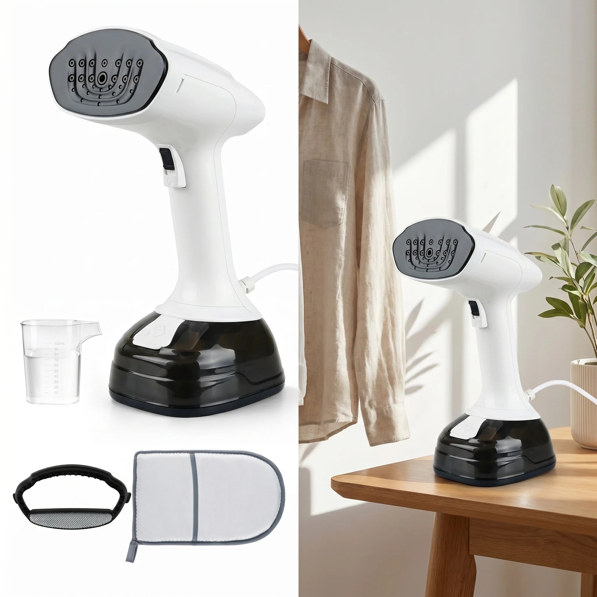 Portable Clothes Steamer 1800W Handheld Steam Iron, 3 Levels Adjustable 25-35g/min, Steam Brush with 400ml Detachable Water Tank, 20s Fast Heating, for Travel & Home, Wrinkle Remover for Clothes Ürün ana görseli