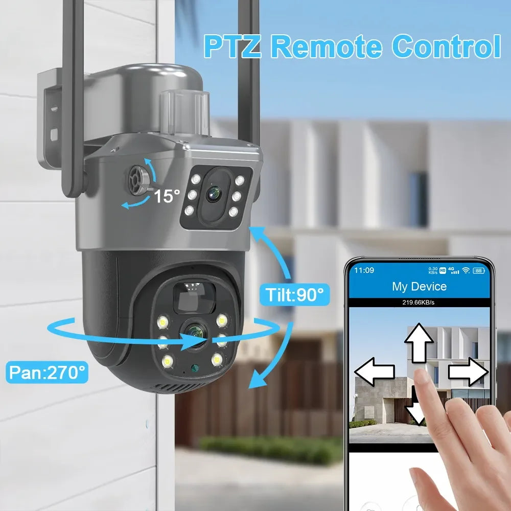 4K 8MP Dual Lens PTZ Solar Camera Dual screen PIR Human Tracking Outdoor WIFI Security CTV Surveillance IP Camera