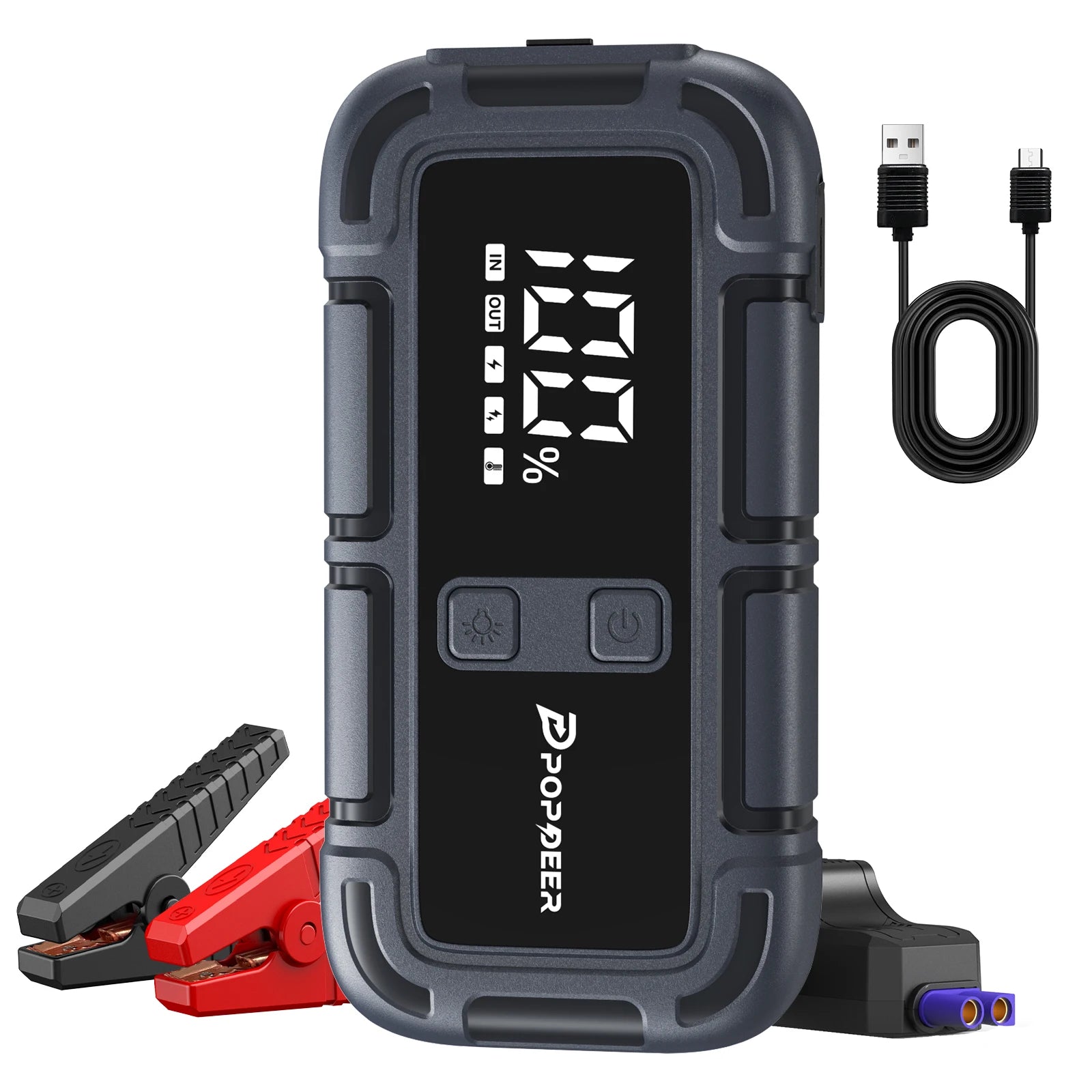 POPDEER PD-J06 4000A Jump Starter, 12V Car Battery Booster with LCD Display Dual USB for 10.0L Gas/8.0L Diesel Truck RV Boat Ürün ana görseli
