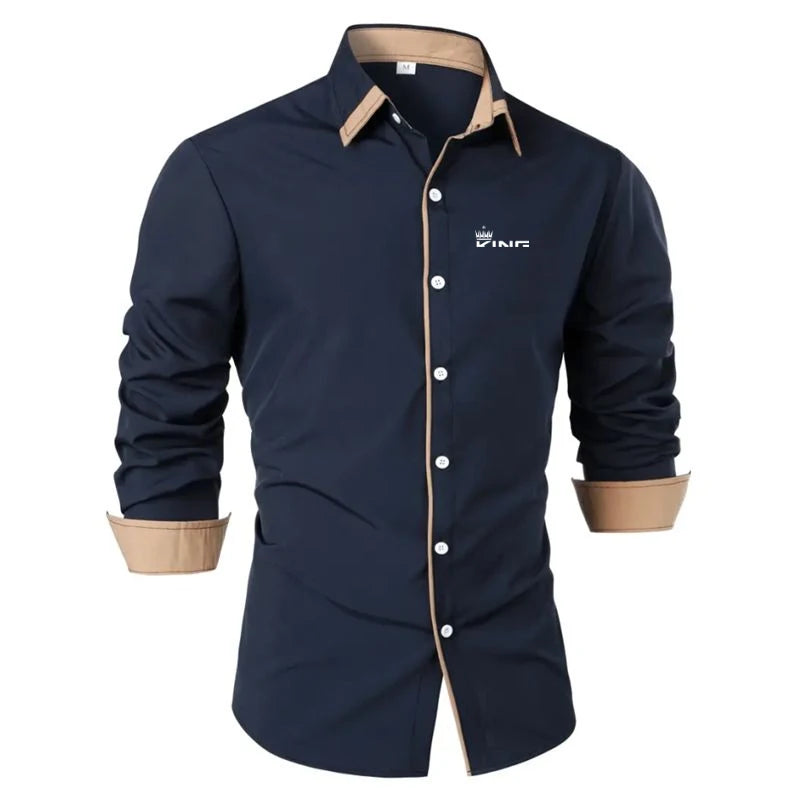 Men's Shirt Dress Shirt Casual Shirt Button Up Shirt Prom Shirt Plain Formal Long Sleeve Lapel All Seasons Men's Clothing