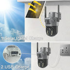 4K 8MP Dual Lens PTZ Solar Camera Dual screen PIR Human Tracking Outdoor WIFI Security CTV Surveillance IP Camera