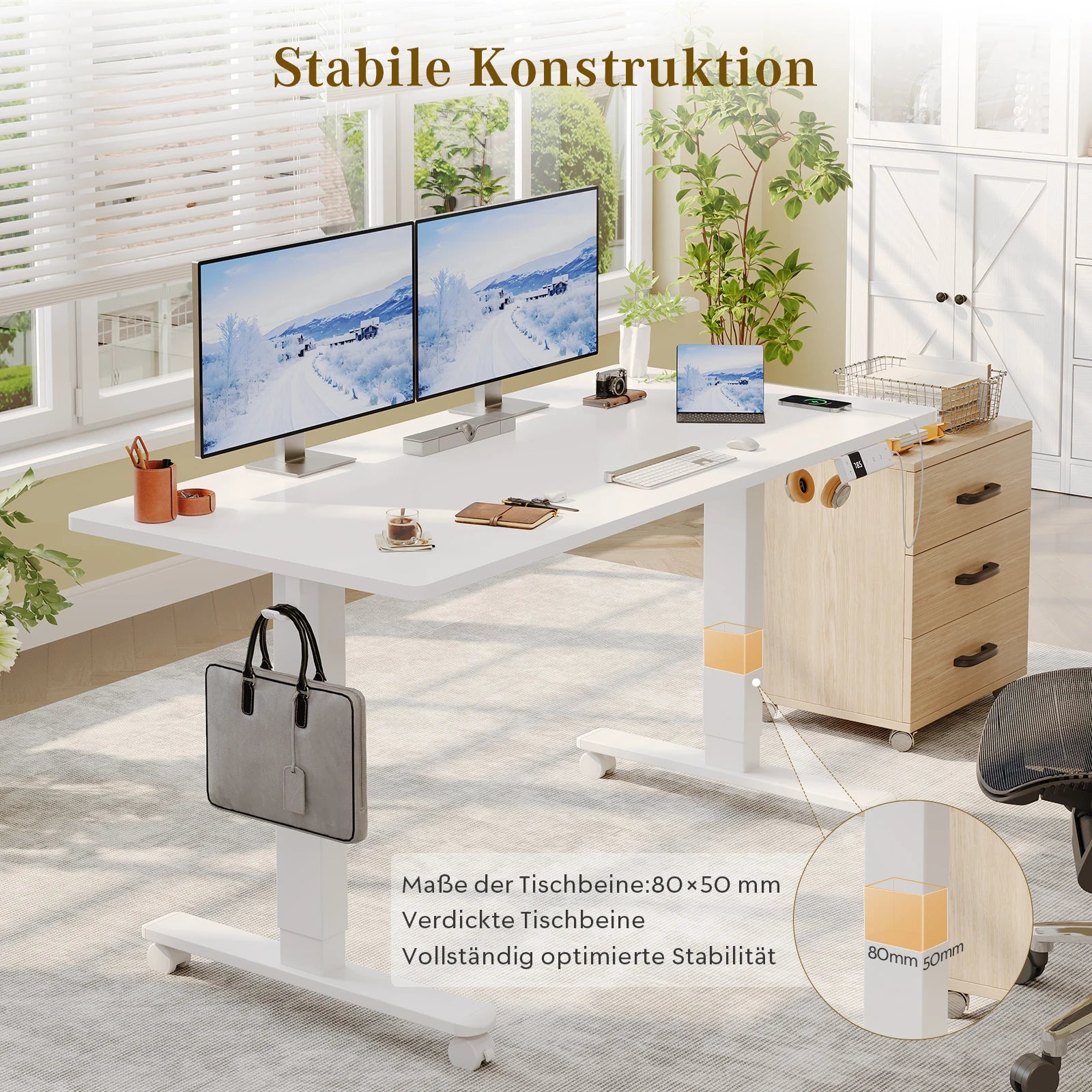 Devoko Electric desk Height Adjustable 140x80 with Roller Type-C Memory Control Anti-Collision Ürün ana görseli