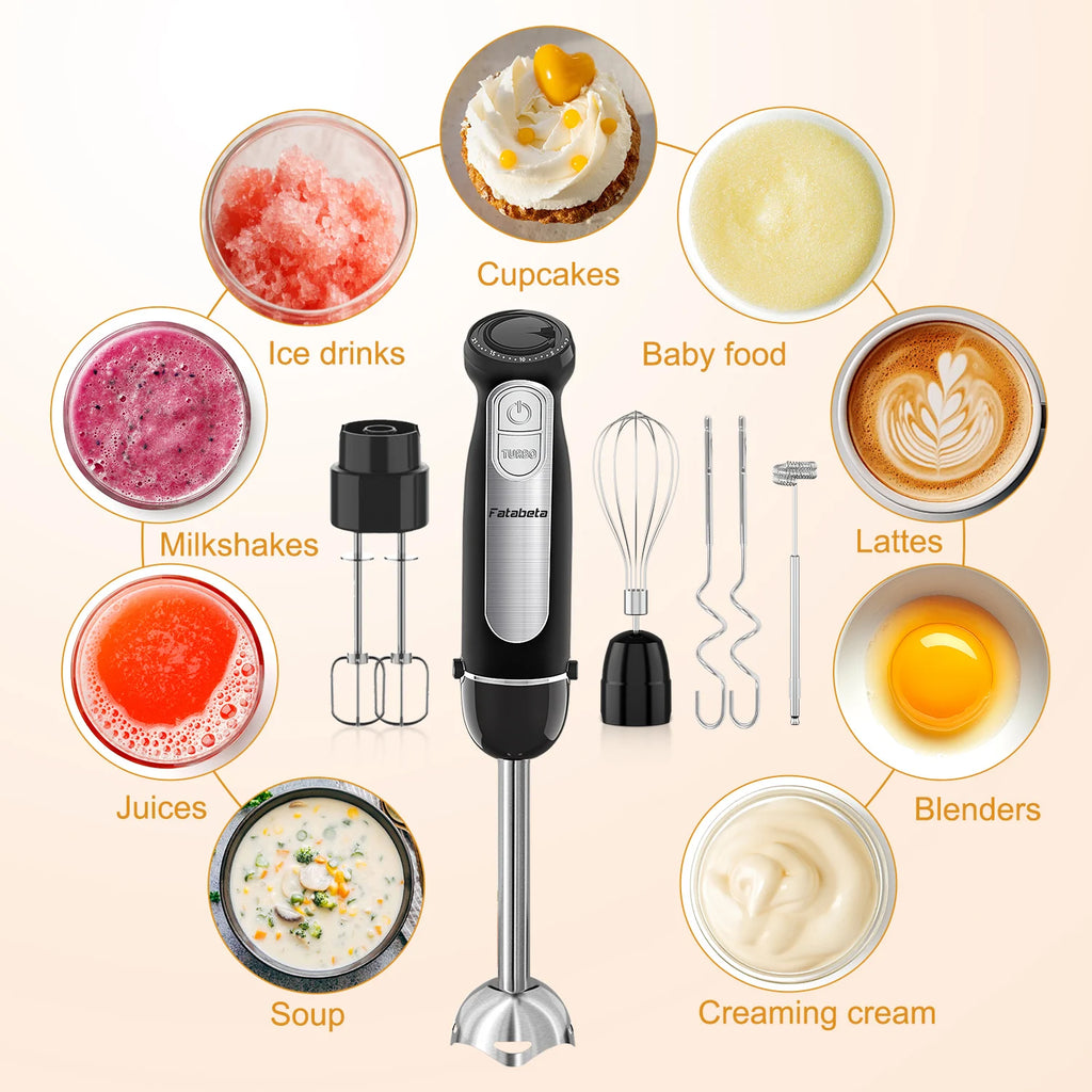 1500W 9-in-1 Immersion Hand Blender, 21 Speeds & Turbo, Includes Whisk, Chopper, Milk Frother & Masher for Blending, Pureeing