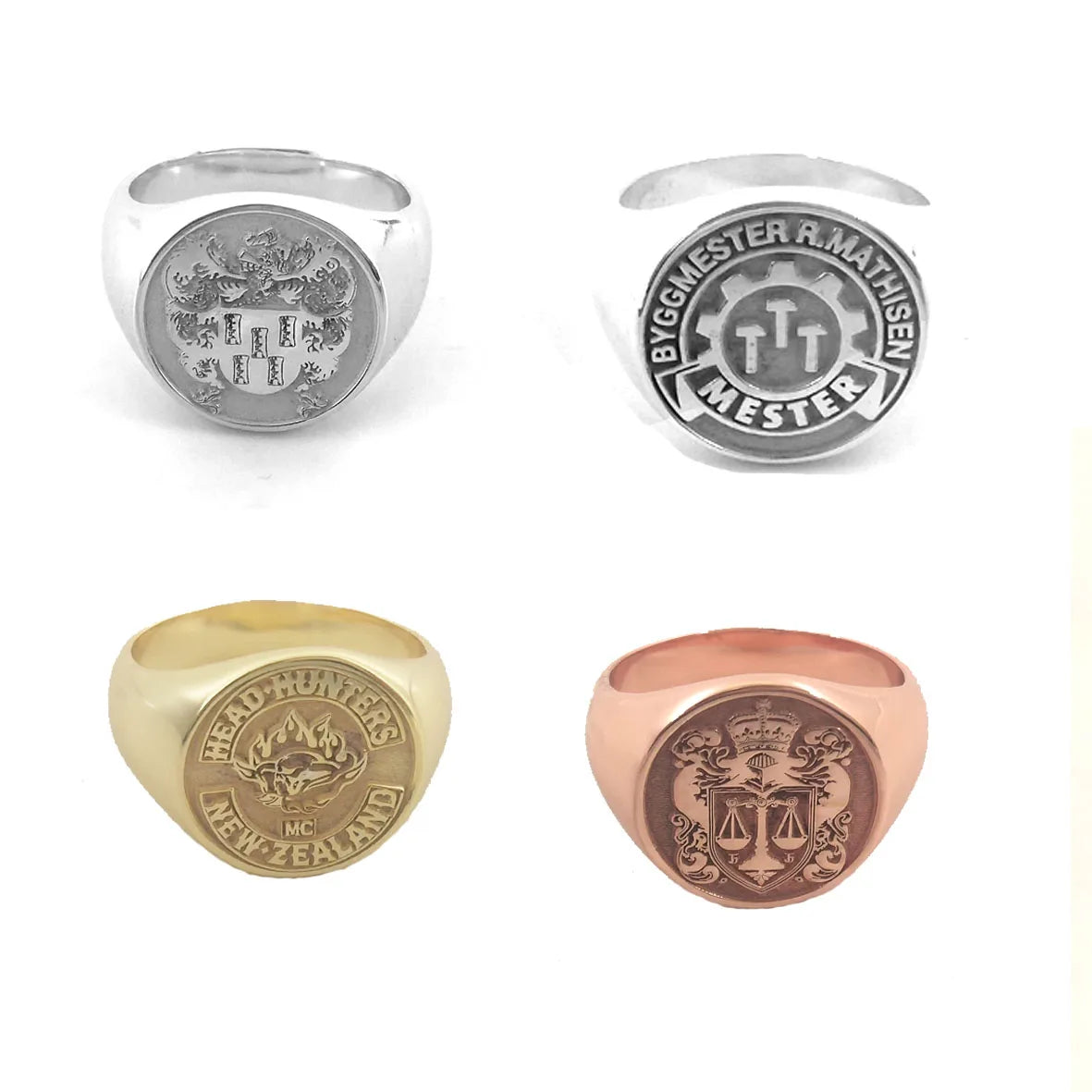 Custom Engraved 17mm Round Top Ring Engraved Signet Ring Personalize Engraving Letters Logo Rings Fashion Men Copper Jewelry Secondary image