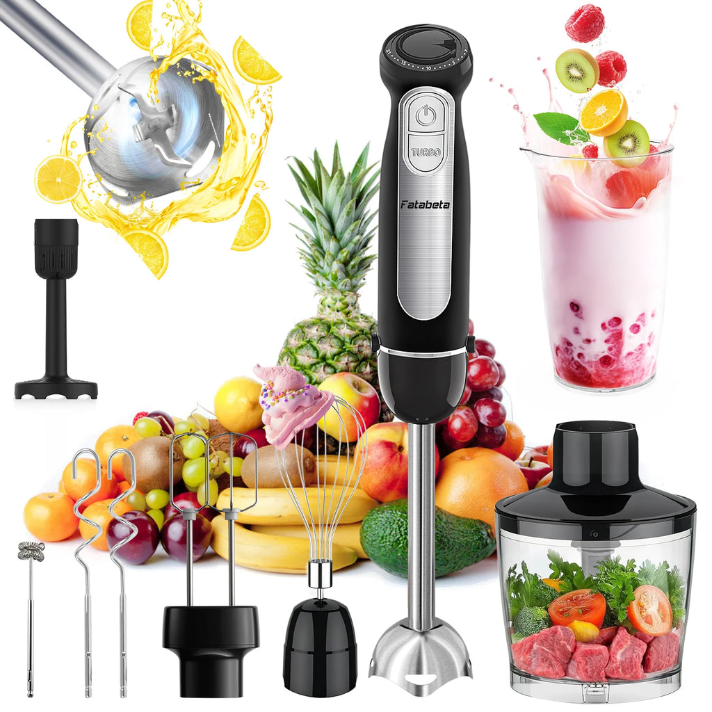 1500W 9-in-1 Immersion Hand Blender, 21 Speeds & Turbo, Includes Whisk, Chopper, Milk Frother & Masher for Blending, Pureeing
