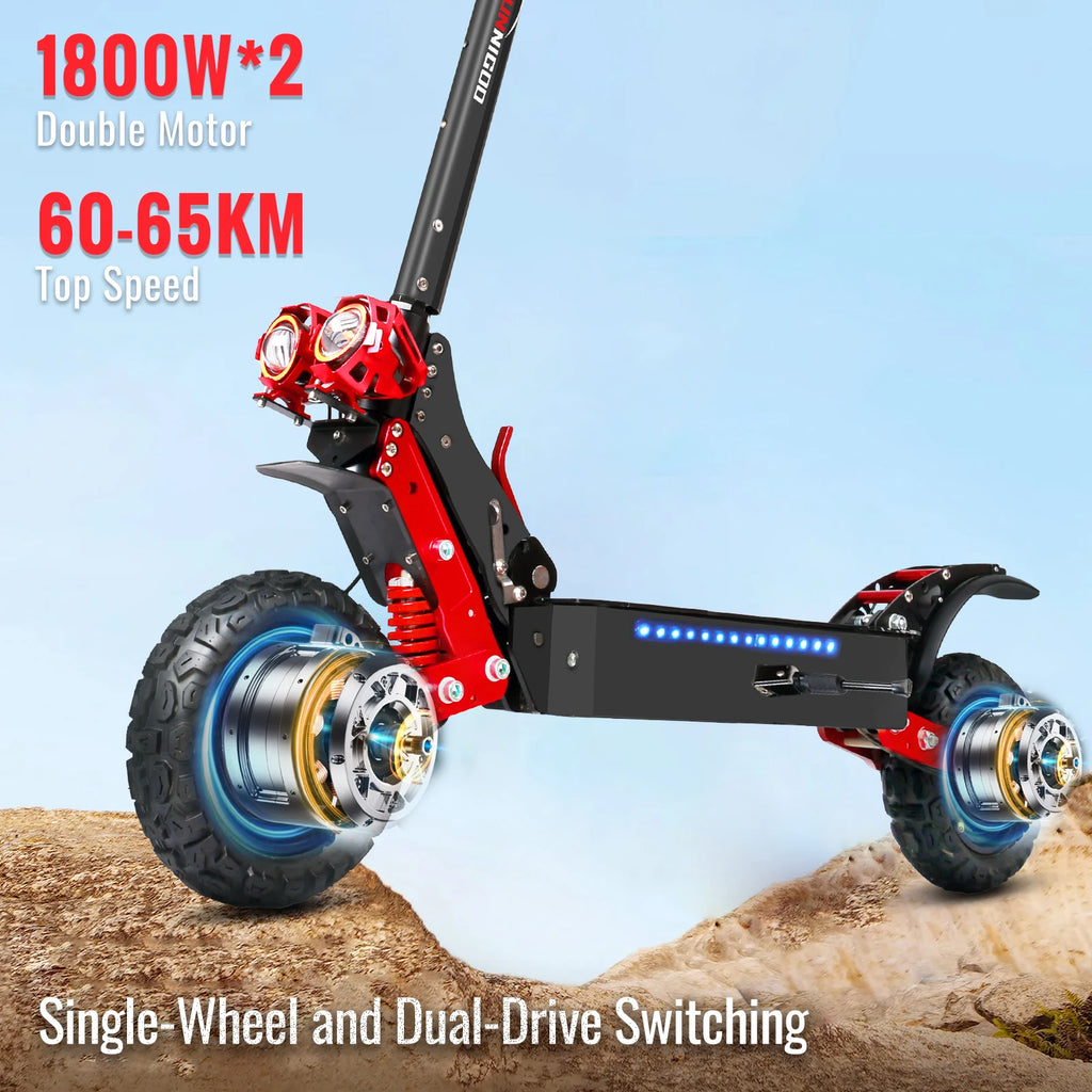 SUNNIGOO X7/X7PRO Electric Scooter 3600W Dual Motor Strong Powerful Max Speed 60-65km/h 11 Inch Off-Road Tires Foldable Powerful Escooter 60KM Long Range Waterproof IP54 NFC Lock  Dual Brakes All-Terrain Scooter