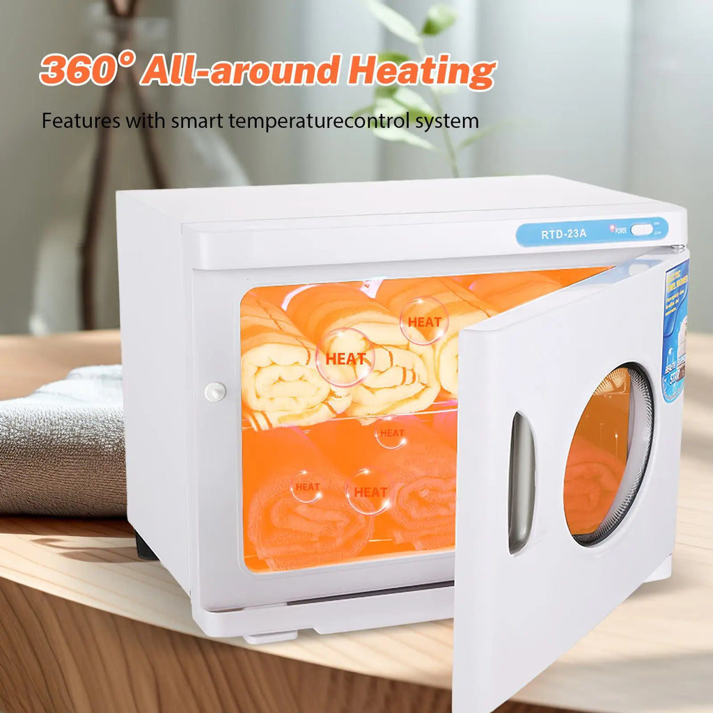 23L Towel Warmer & UV Sterilizer Cabinet, 200W Heated Disinfection with Dual Trays for Salon, SPA, Gym, 70°C & UV Sanitizing