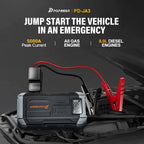 POPDEER PD-JA3 5000A 4-in-1 Jump Starter, 150PSI Air Compressor, 12V QC 3.0 Powerbank with LCD Display, 10L Gas/8L Diesel